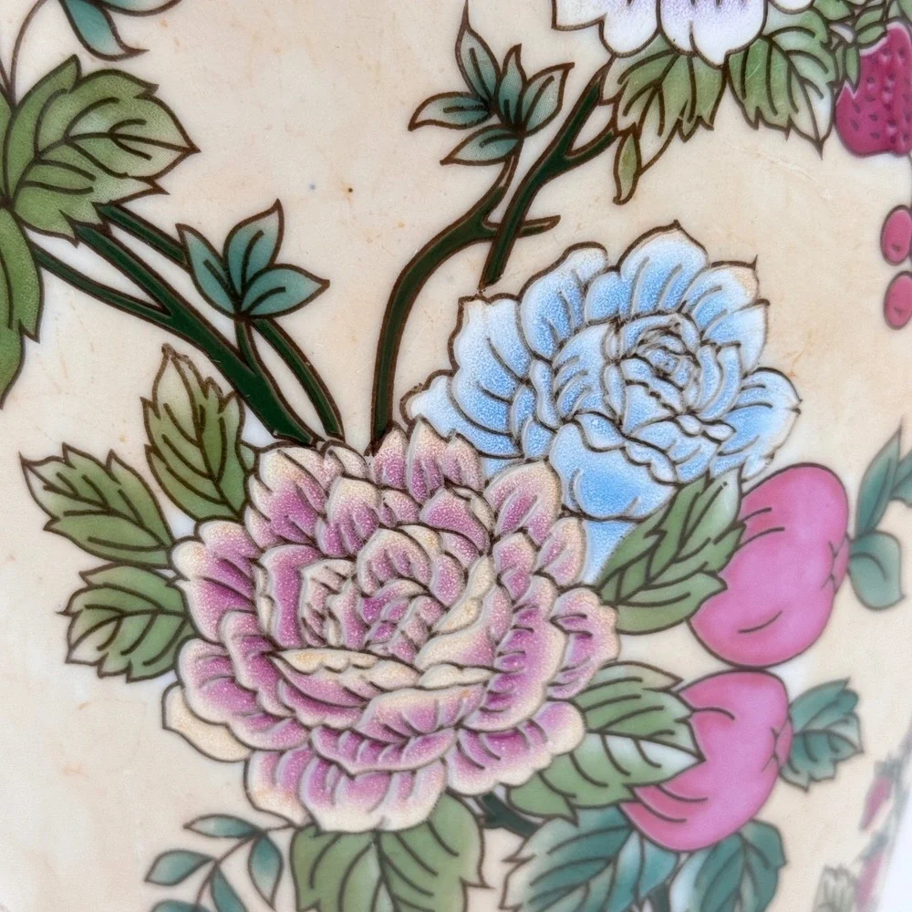 Chinoiserie Floral Ginger Jar Table Lamp with Crackle Glaze